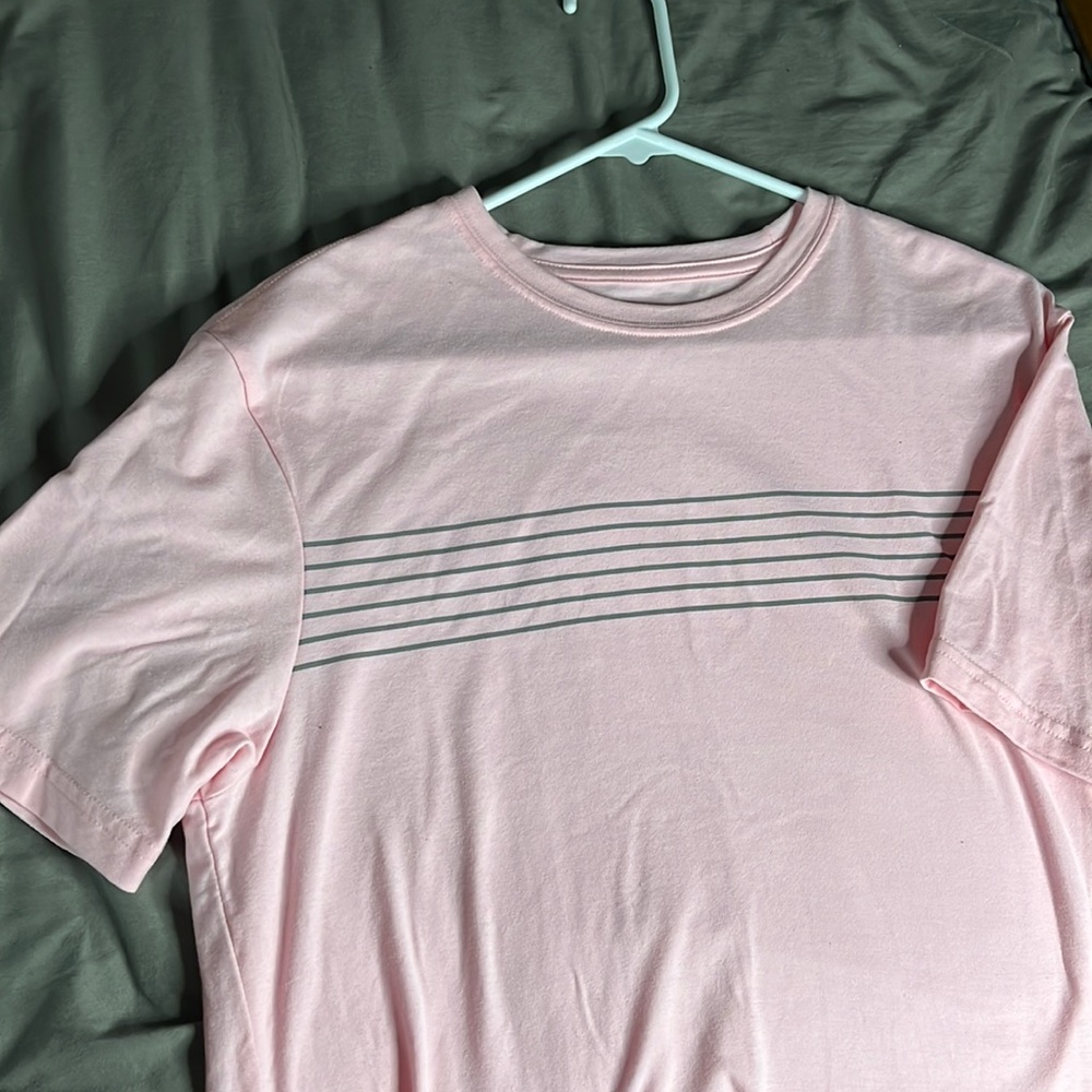 pink with stripes tshirt